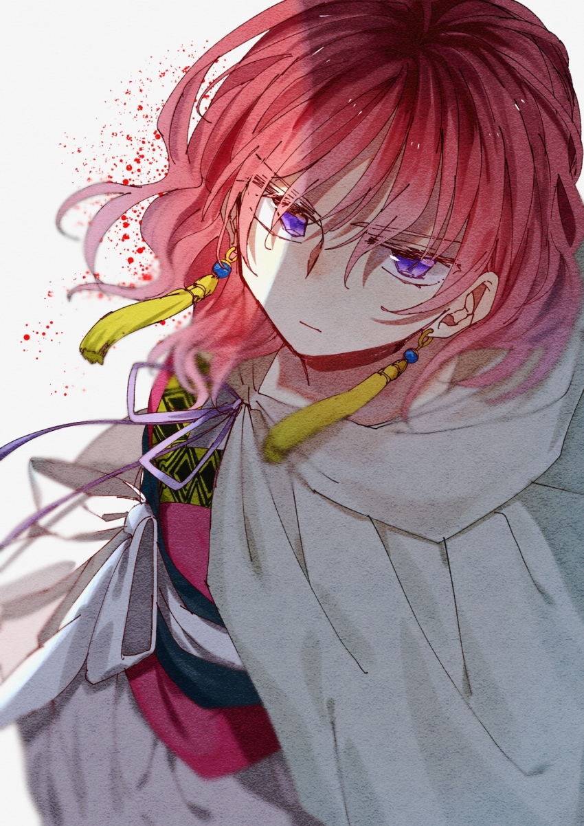 0819_chii, 1girl, akatsuki_no_yona, cloak, closed_mouth, dress, earrings, highres