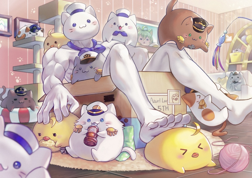 >_<, 1girl, :3, absurdres, ahoge, akashi_(azur_lane), animal_ears, animal_focus