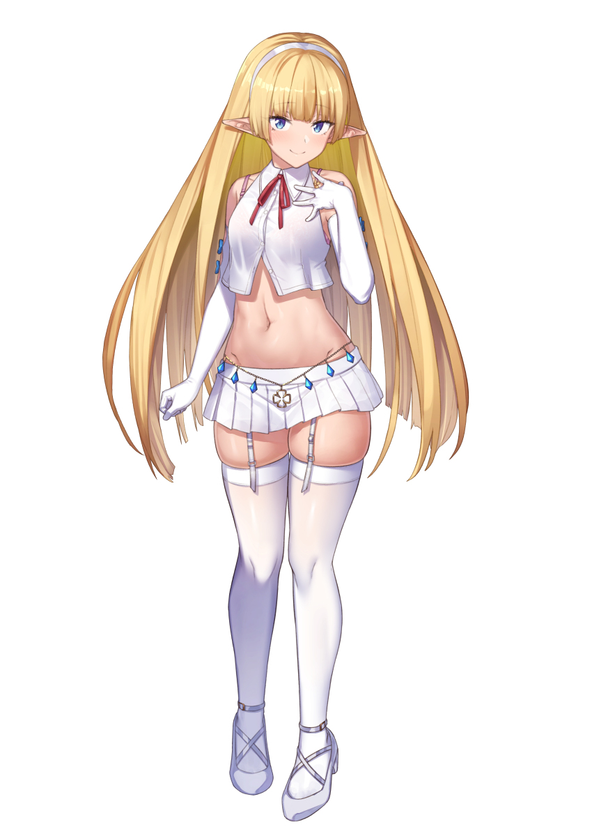1girl, absurdres, blonde_hair, blue_eyes, blush, breasts, collared_shirt, cropped_shirt