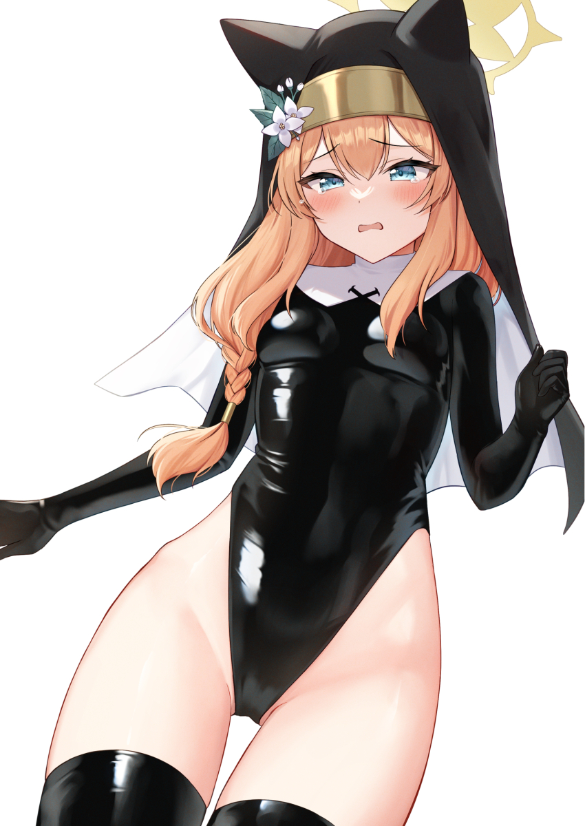 1girl, absurdres, alternate_costume, animal_ear_headwear, animal_ears, black_leotard, blue_archive, blue_eyes