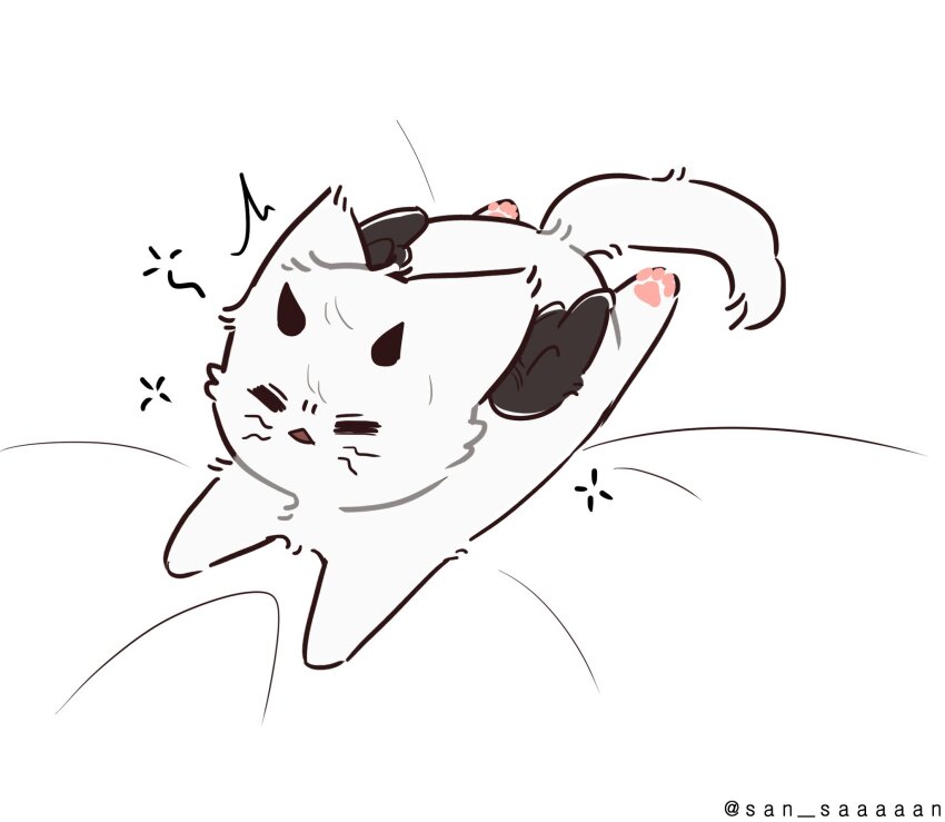 animal, animal_focus, animalization, black_horns, black_wings, cat, closed_eyes, commentary_request