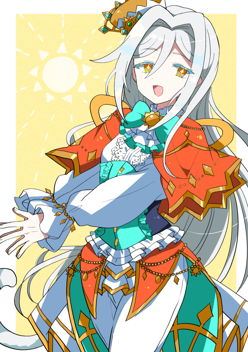 1girl, absurdres, bow, colored_eyelashes, crown, eyelashes, green_bow, hair_between_eyes