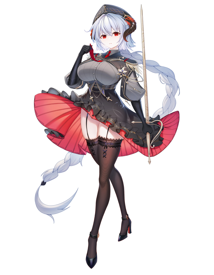 1girl, absurdly_long_hair, absurdres, azur_lane, black_dress, black_garter_straps, black_gloves, black_headwear