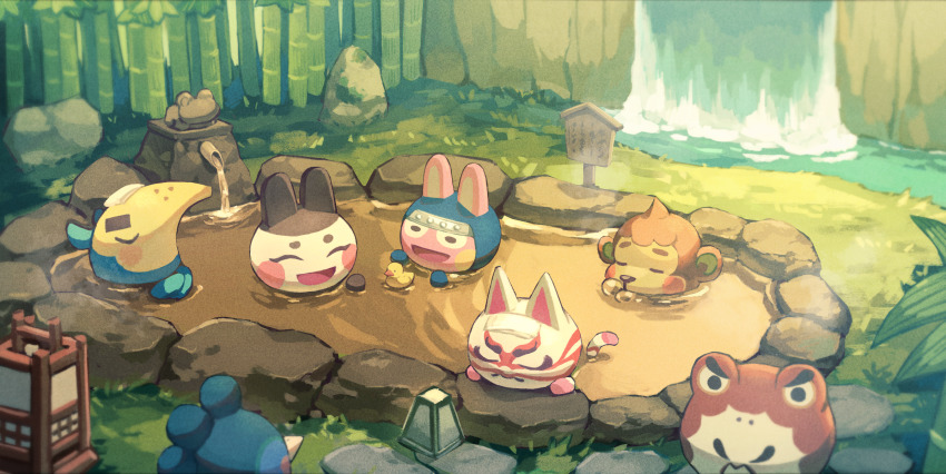6+boys, :d, ^_^, animal_crossing, animal_ears, anteater, bamboo, bamboo_forest