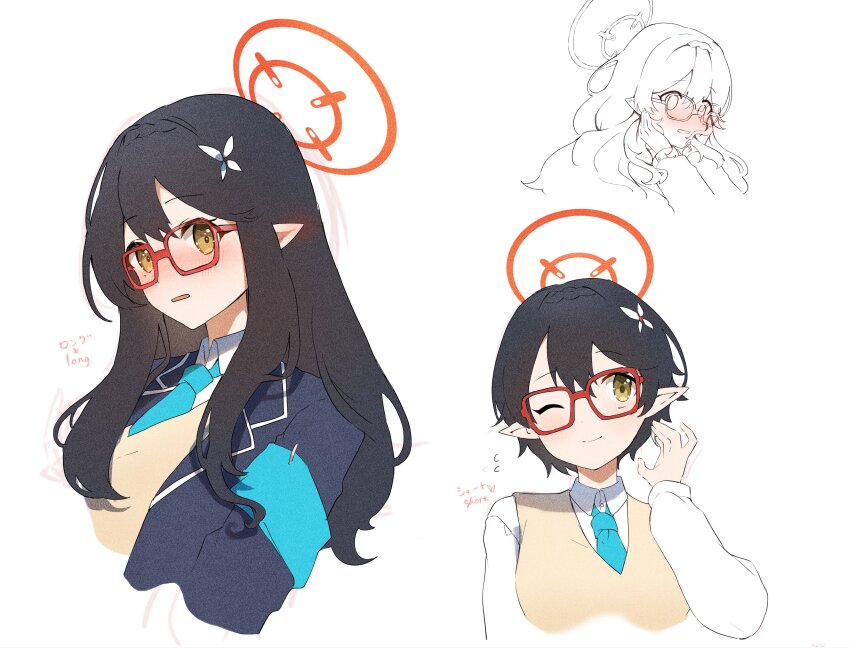 1girl, absurdres, alternate_hair_length, alternate_hairstyle, armband, ayane_(blue_archive), azisai, blue_archive