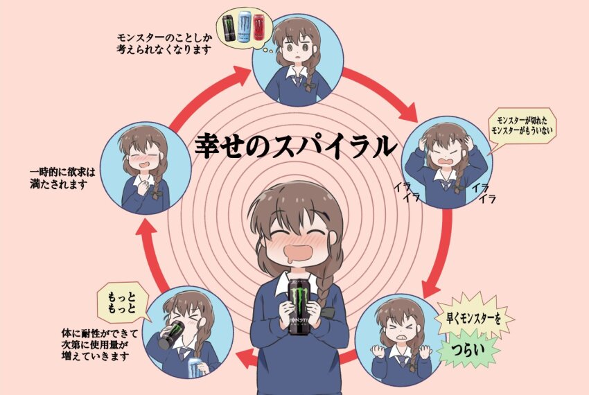 >_<, 1girl, @_@, ^_^, amogan, arrow_(symbol), black_ribbon, blush