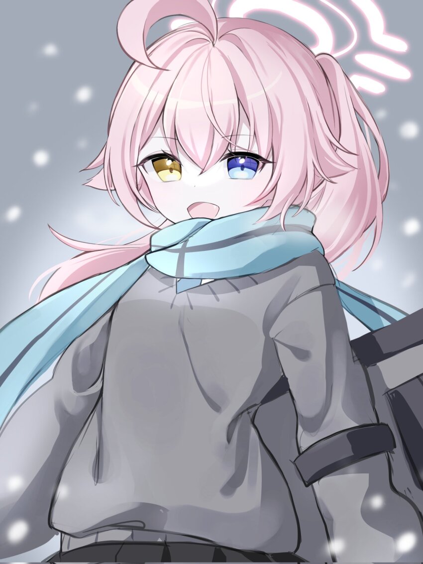 1girl, blue_archive, halo, heterochromia, highres, hoshino_(blue_archive), pink_hair, redblack_2468