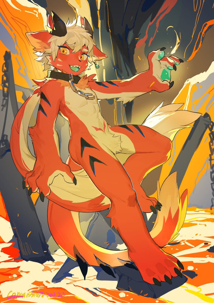 +_+, 1boy, animal_ears, animal_feet, animal_hands, arm_up, barefoot, black_fur