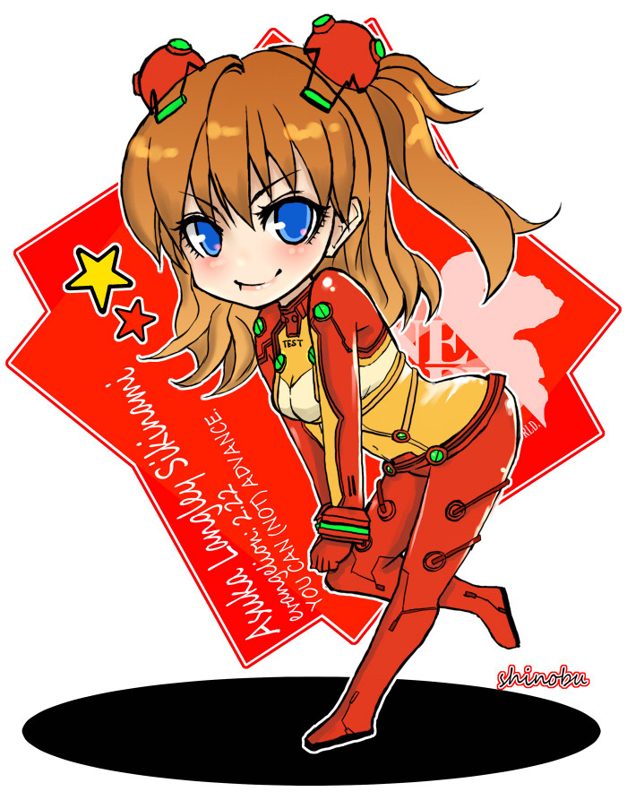 00s, 1girl, amane_shinobu, blue_eyes, bodysuit, brown_hair, chibi, evangelion:_2.0_you_can_(not)_advance