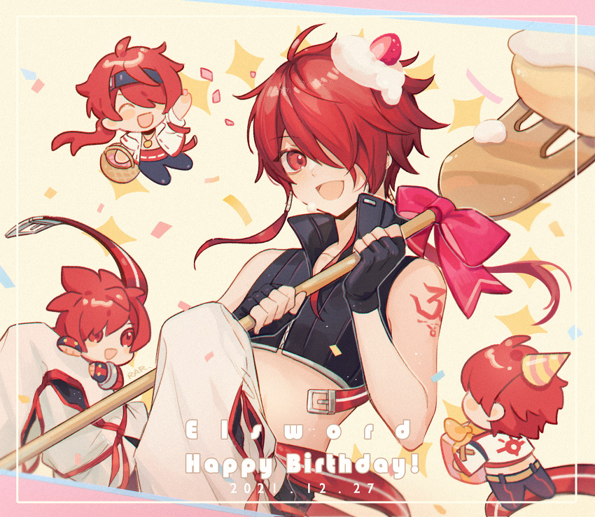 4boys, dated, elsword, elsword_(character), fork, happy_birthday, highres, holding