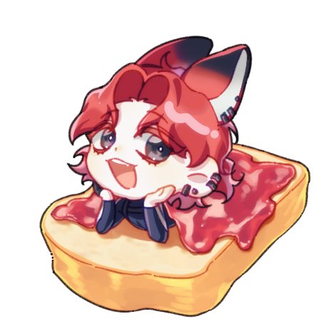 1boy, animal_ears, blue_bodysuit, bodysuit, bread, chibi, commentary_request, diving_suit, earrings, eoduun_badaui_deungbul-i_doeeo, extra_ears, food, fox_boy, fox_ears, grey_eyes, jam, jewelry, kemonomimi_mode, kim_jaehee, korean_commentary, looking_at_viewer, lowres, lying, male_focus, multiple_earrings, on_food, on_stomach, open_mouth, red_hair, short_hair, simple_background, smile, solo, tegimang, wetsuit, white_background
