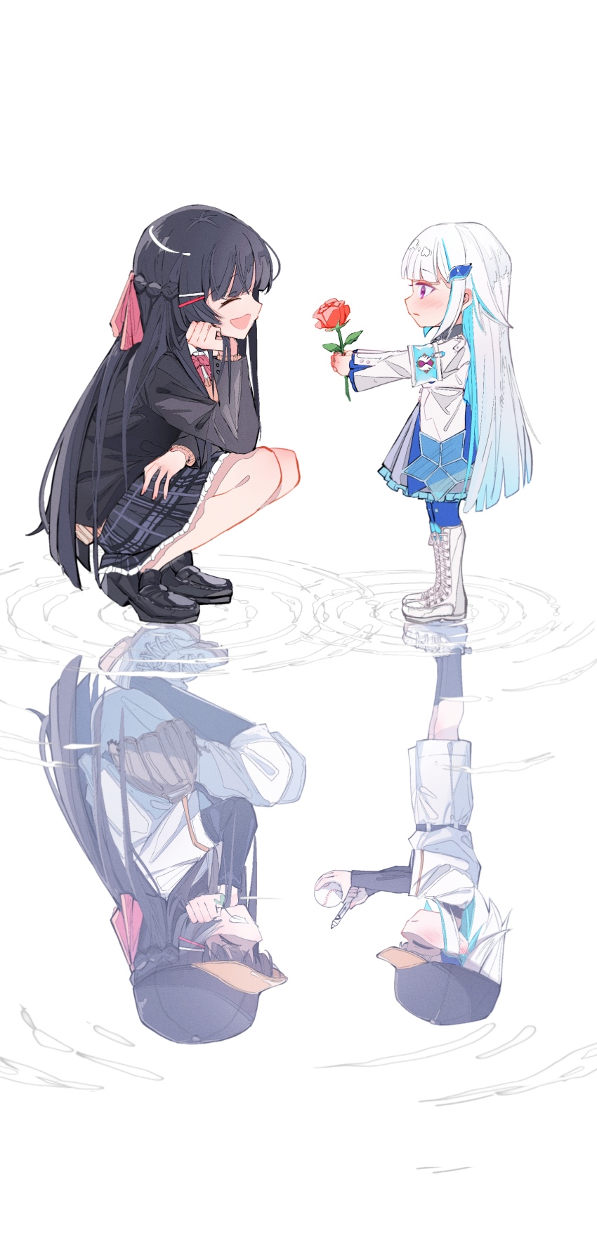 2girls, absurdres, aged_down, armband, ball, baseball, baseball_cap, baseball_glove