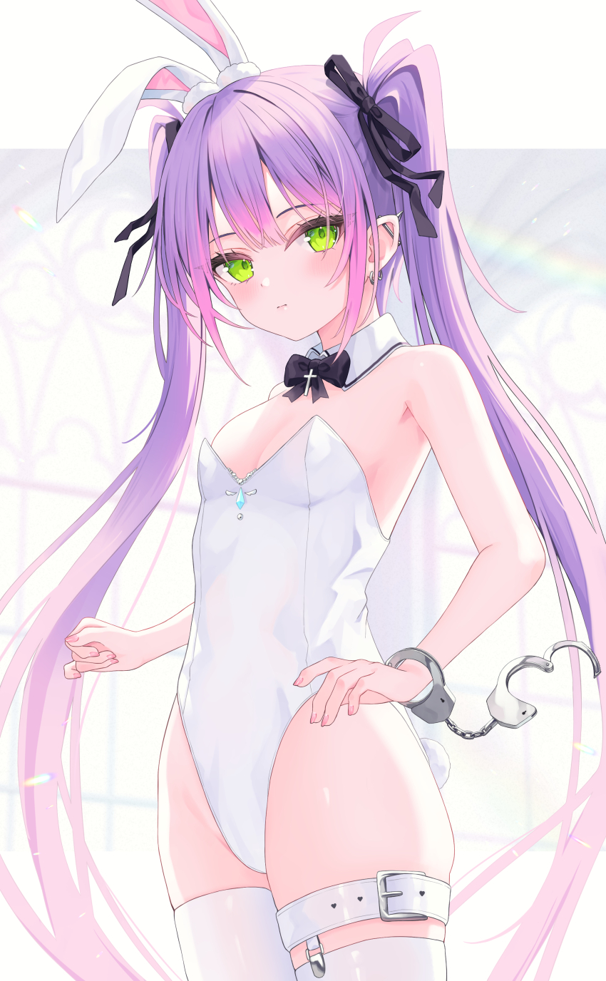 1girl, 333shishishi333, absurdres, animal_ears, bare_shoulders, black_ribbon, blush, bow