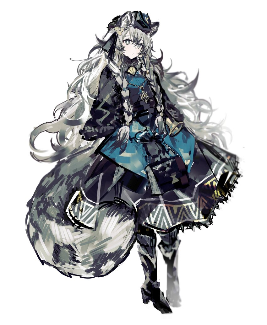 1girl, absurdres, animal_ear_fluff, animal_ears, arknights, bag, black_bag, black_boots