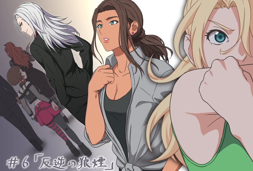 1boy, 5girls, absurdres, anri_(birdie_wing:_golf_girls'_story), birdie_wing:_golf_girls'_story, blonde_hair, blue_eyes, breasts