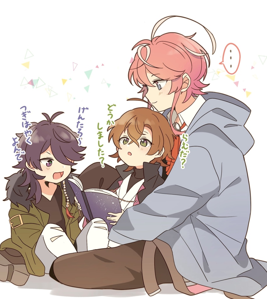 3boys, aged_down, ahoge, amemura_ramuda, arisugawa_dice, blue_eyes, brown_hair, child