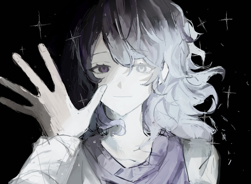 1boy, 1girl, black_background, black_hair, chinese_commentary, closed_mouth, commentary_request, grey_jacket