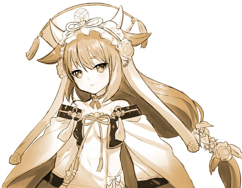 1girl, arms_at_sides, bare_shoulders, cape, choker, closed_mouth, collarbone, cow_horns