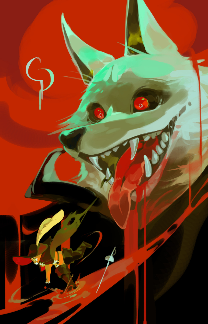 absurdres, animal_ears, belt, black_cape, blankowalski, blood, boots, cape