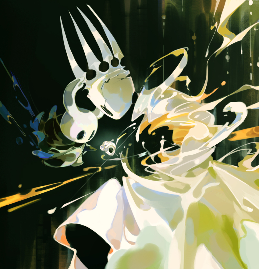 1boy, 1other, blankowalski, cloak, crack, energy, full_body, highres