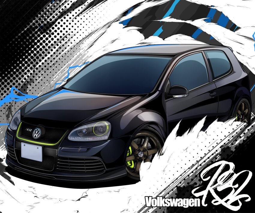 car, drifting, haduki_neko, highres, motor_vehicle, no_humans, original, side-view_mirror