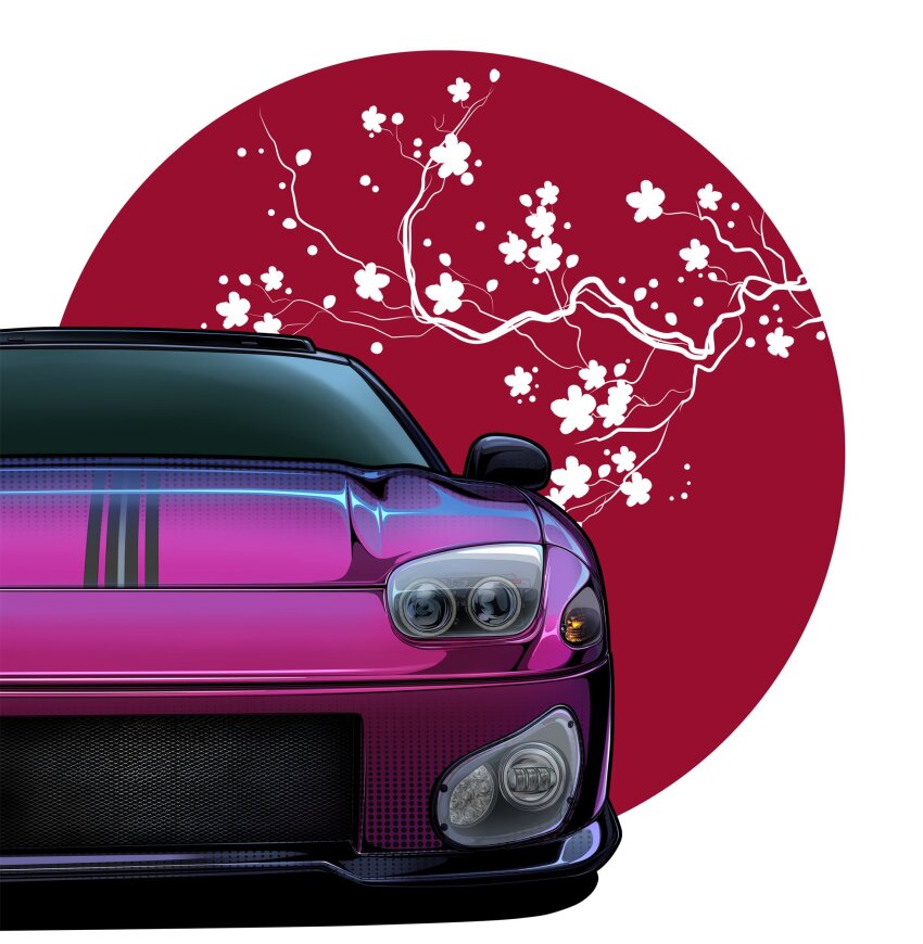 branch, car, haduki_neko, highres, mitsubishi_gto, mitsubishi_motors, motor_vehicle, no_humans