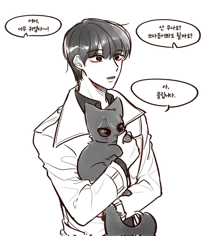 1boy, animal, animalization, cat, comic, commentary_request, greyscale, highres