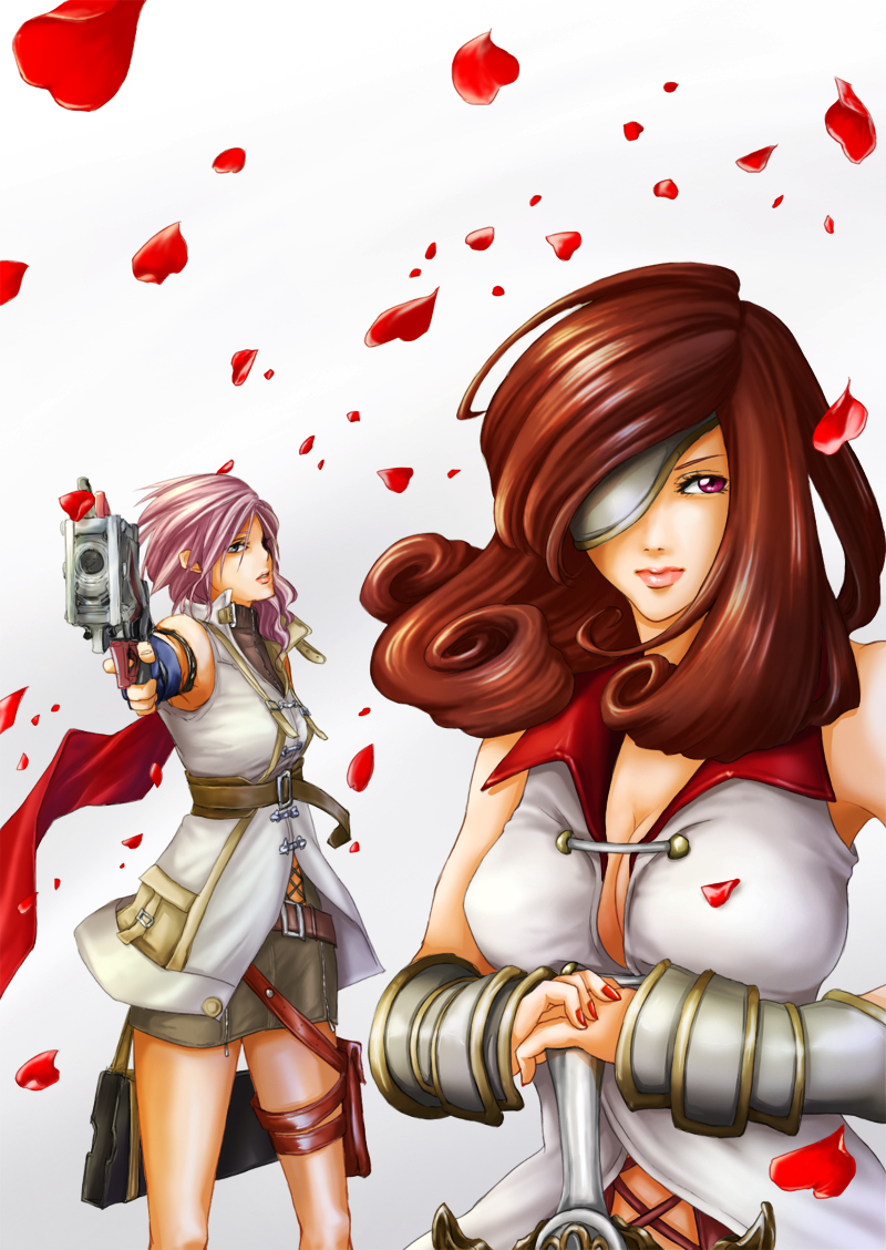 00s, 10s, 2girls, beatrix, belt, blue_eyes, brown_hair, cape