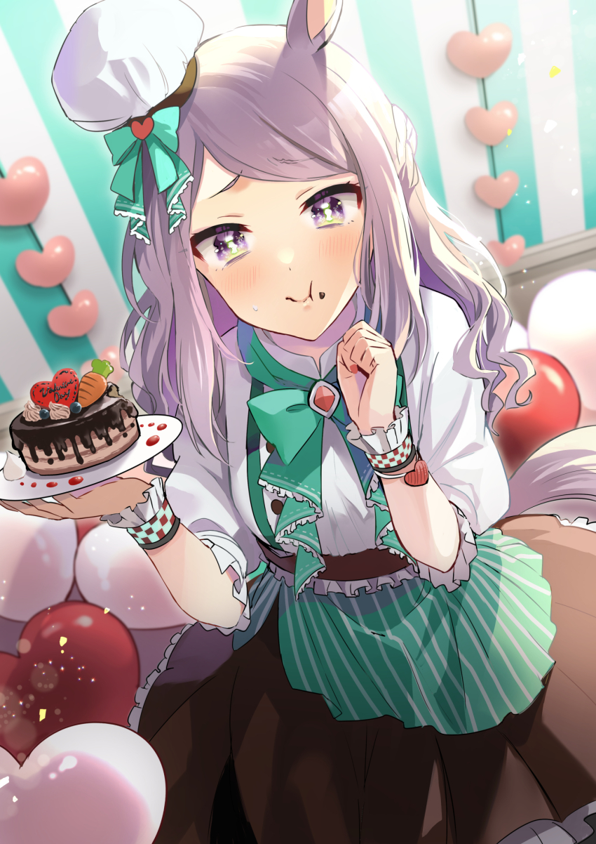 1girl, anbutter_siruko, animal_ears, aqua_bow, aqua_bowtie, blush, bow, bowtie