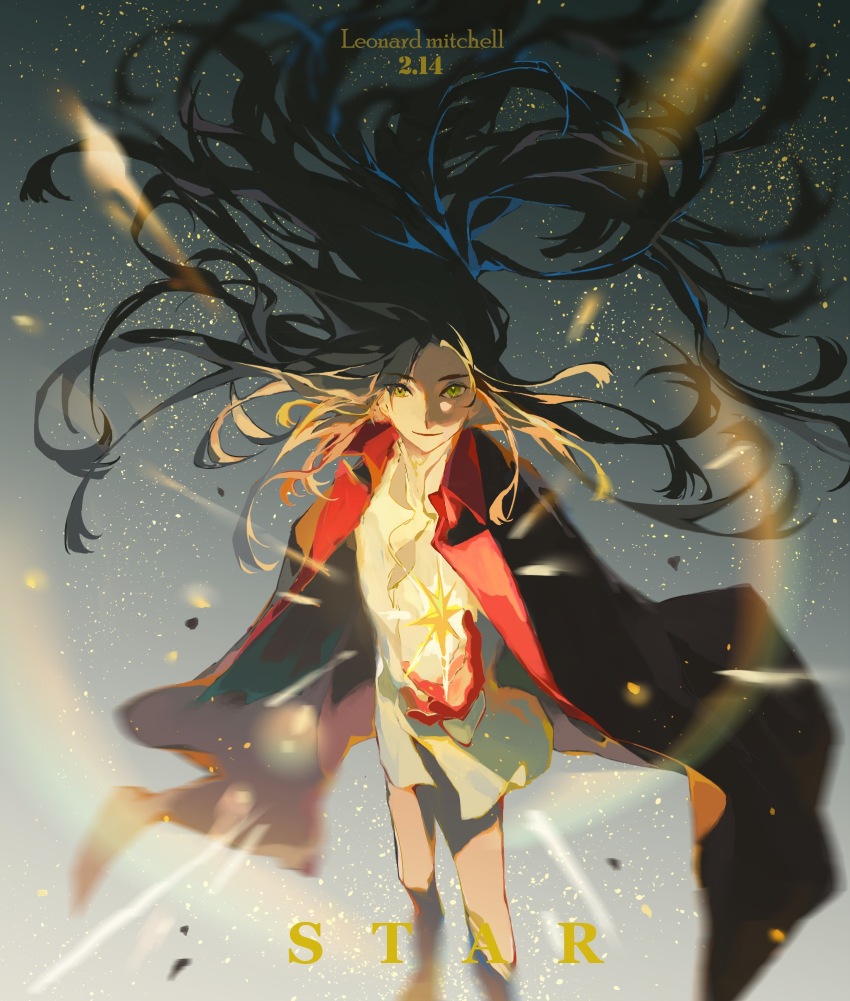 1boy, abstract_background, black_hair, black_jacket, blurry, blurry_foreground, chinese_commentary, commentary_request