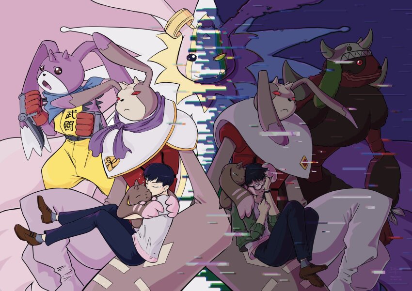 2boys, alternate_form, andiramon, andiramon_(deva), cherubimon, cherubimon_(virtue), closed_eyes, digimon