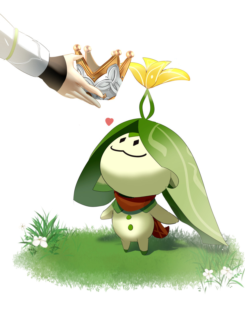 1girl, absurdres, arama_(genshin_impact), aranara_(genshin_impact), black_gloves, closed_mouth, commentary_request, crown