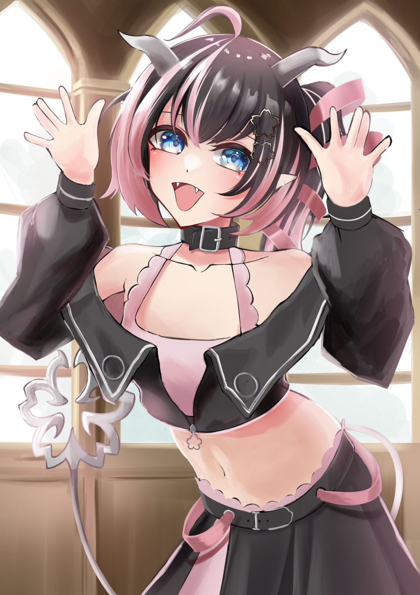 1girl, absurdres, ahoge, belt, belt_collar, black_belt, black_hair, black_jacket