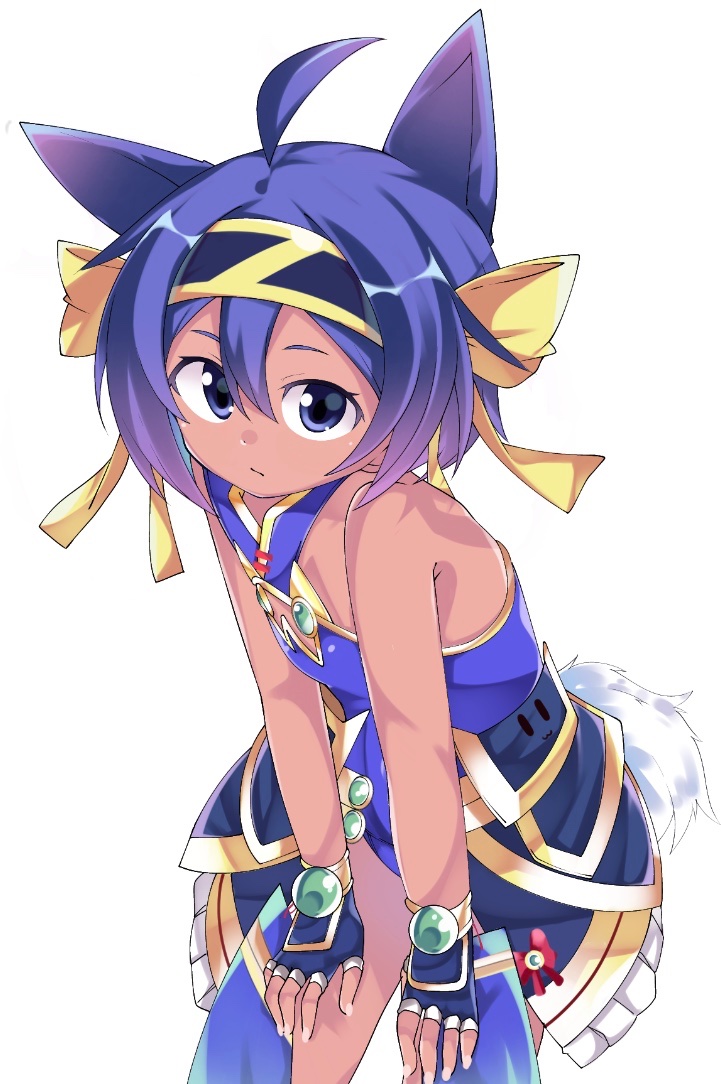 1girl, ahoge, animal_ears, armor, atsu_toushirou_(tenka_hyakken), bare_shoulders, blue_eyes, blue_hair