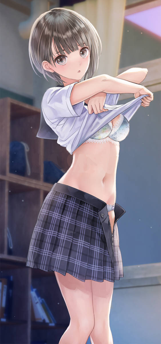 blue_reflection_(series), blue_reflection_maboroshi_ni_mau_shoujo_no_ken, highres, kishida_mel, non-web_source, plaid_clothes, plaid_skirt, shirai_hinako