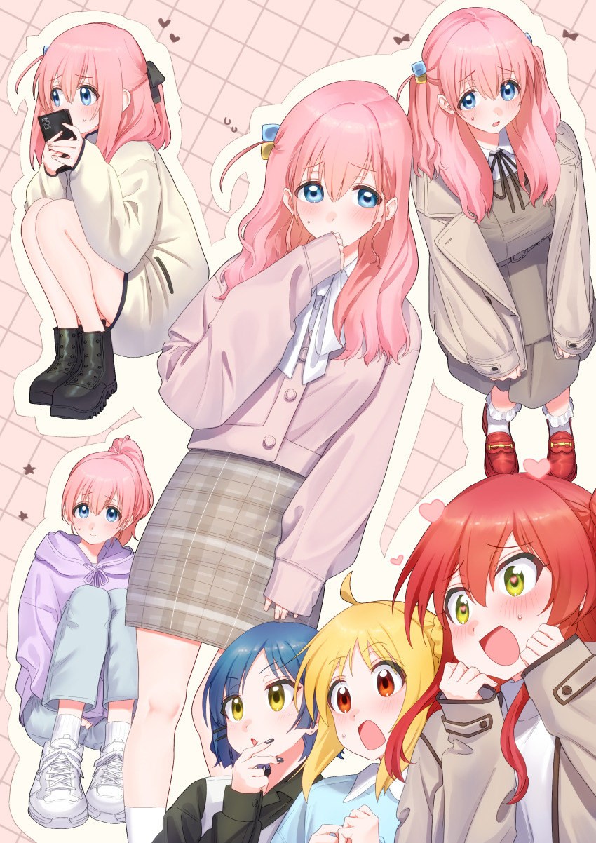 4girls, absurdres, ahoge, alternate_costume, alternate_hairstyle, blonde_hair, blue_eyes, blue_hair