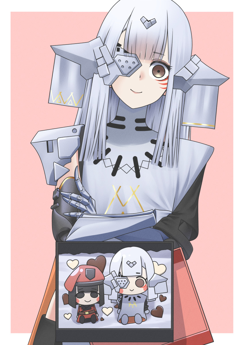 absurdres, alina_(girls'_frontline), beret, blush_stickers, candy, chibi, chocolate, chocolate_heart