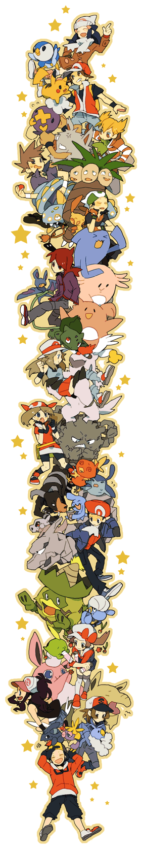 00s, 10s, 1990s_(style), 5girls, 6+boys, alternate_costume, bagon, barry_(pokemon)