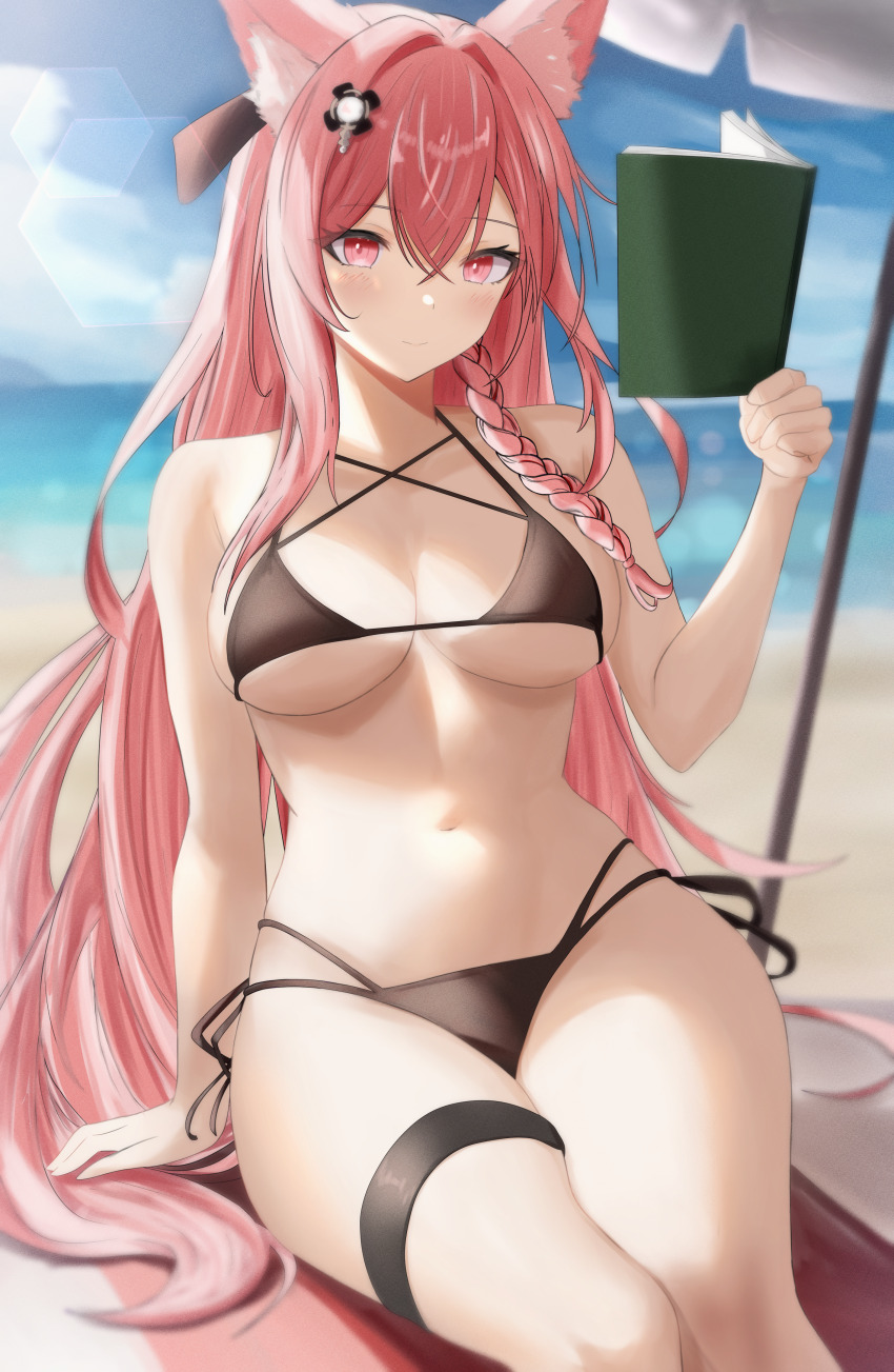 1girl, absurdres, alternate_hair_length, alternate_hairstyle, animal_ear_fluff, animal_ears, arknights, bare_arms