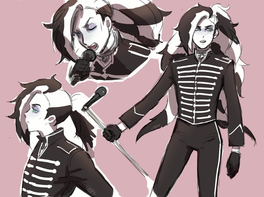 1boy, band_uniform, black_gloves, black_hair, blue_eyes, chips_n_cookies, eyeshadow, gloves