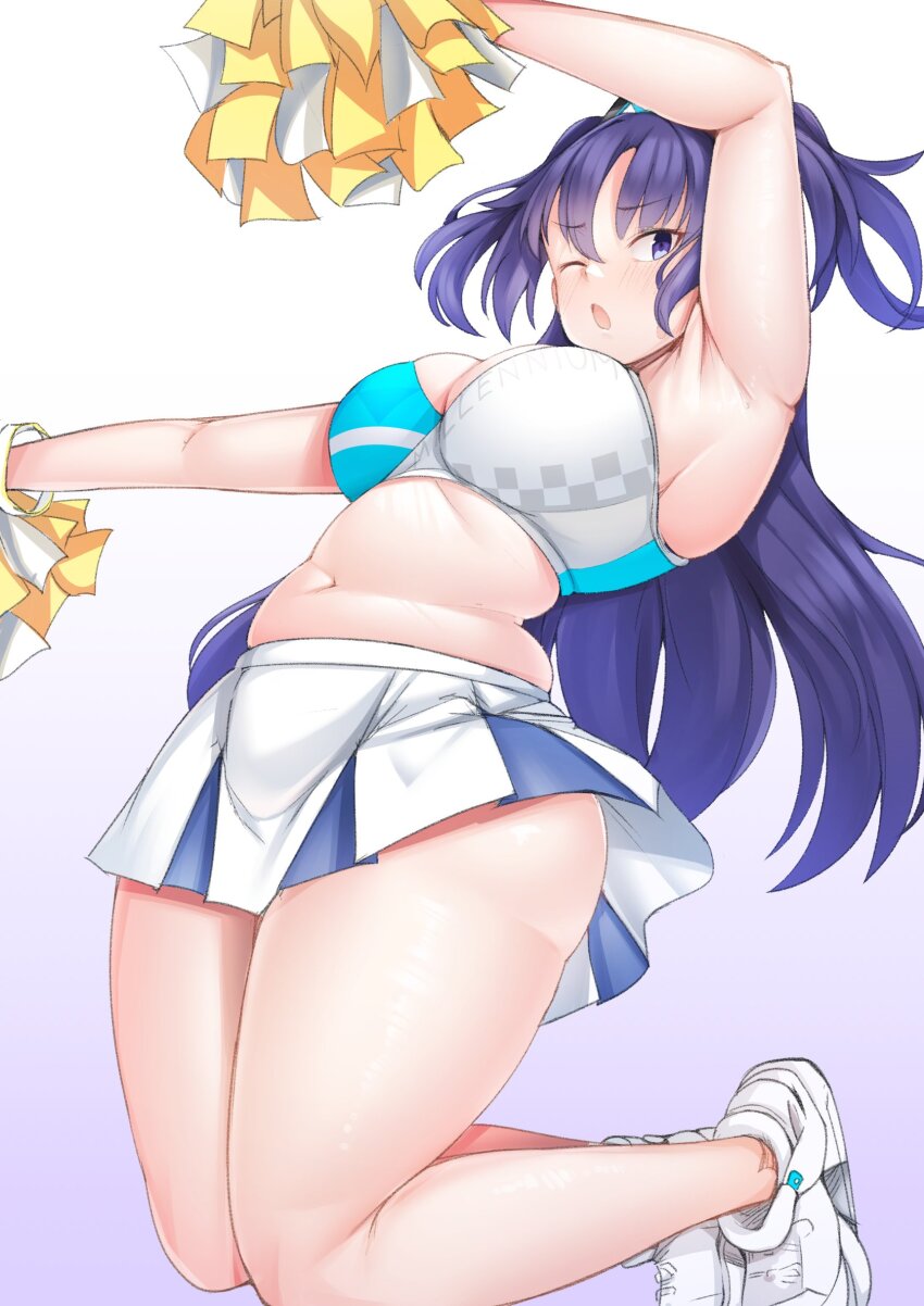 1girl, absurdres, arm_up, armpits, bare_arms, bare_shoulders, bifizu's_gold, blue_archive