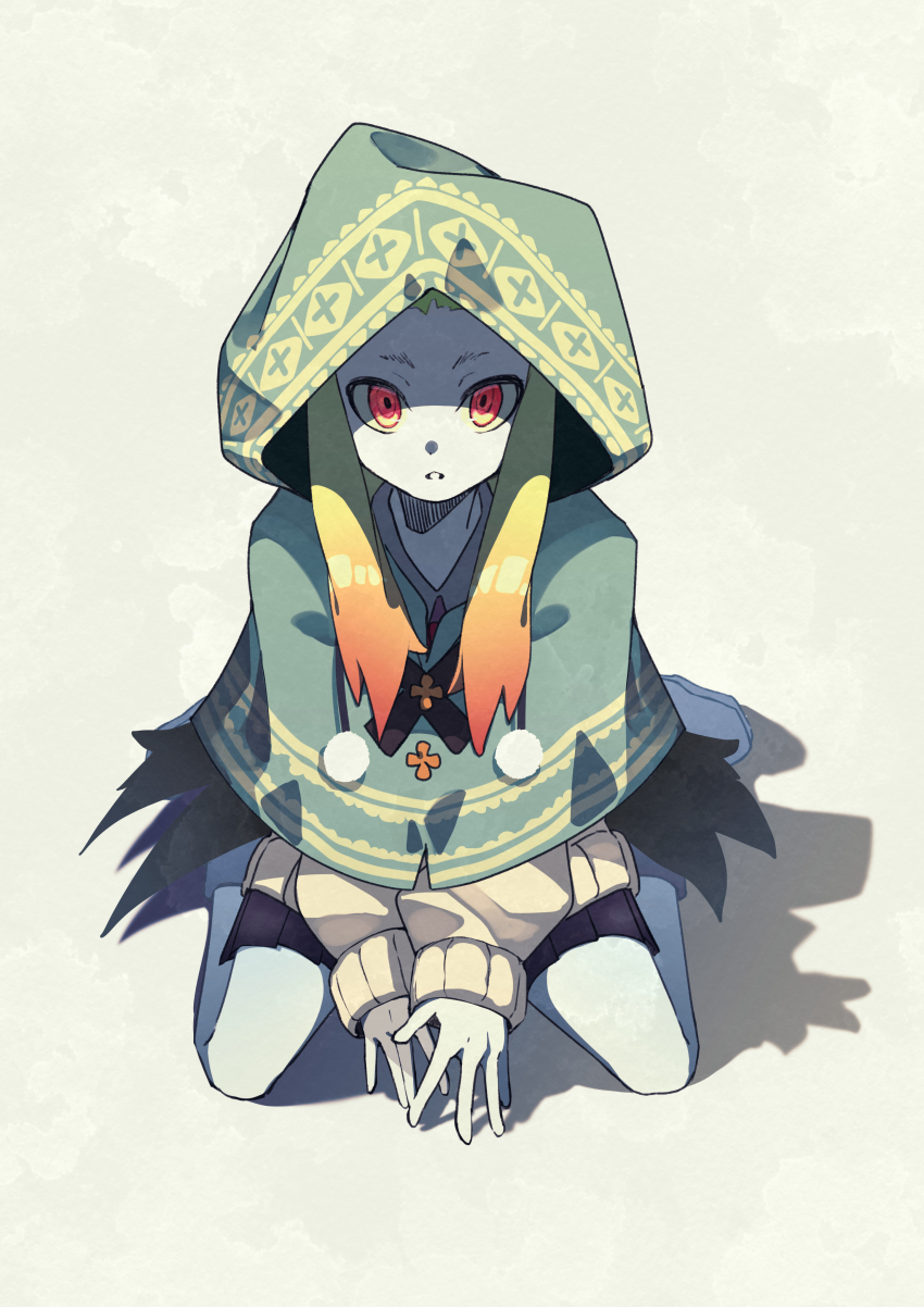 1girl, absurdres, black_skirt, etrian_odyssey, full_body, gradient_hair, green_hair, highres