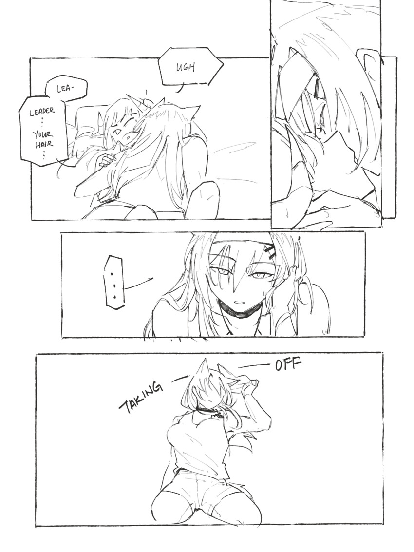 ..., 2girls, animal_ears, arknights, arm_up, bagpipe_(arknights), bare_shoulders, bouncing_breasts