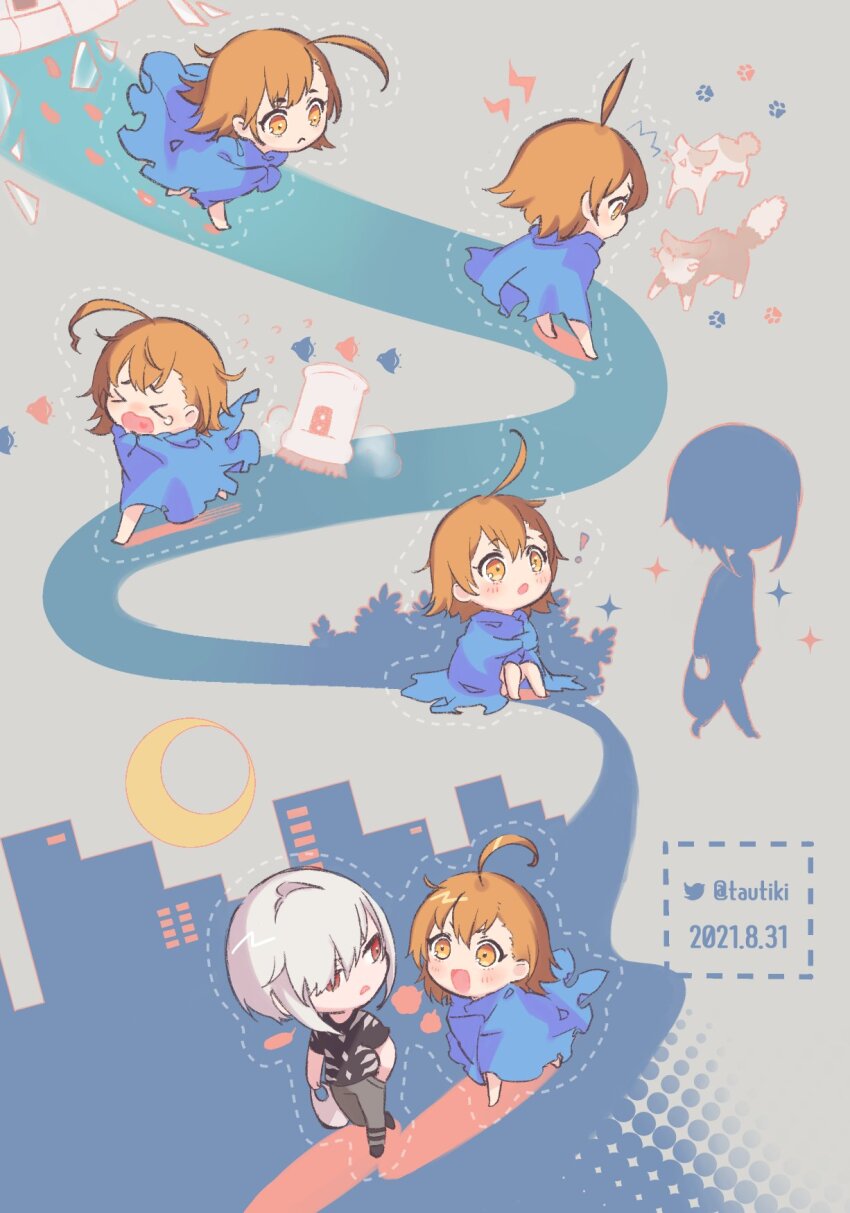 !, >_<, 1boy, 1girl, :<, :c, accelerator_(toaru_majutsu_no_index), ahoge