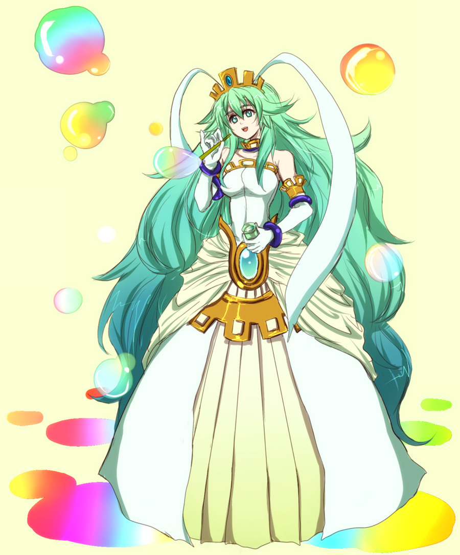 .hack//, .hack//link, 1girl, aika_(.hack), bandai, bare_shoulders, breasts, bubble