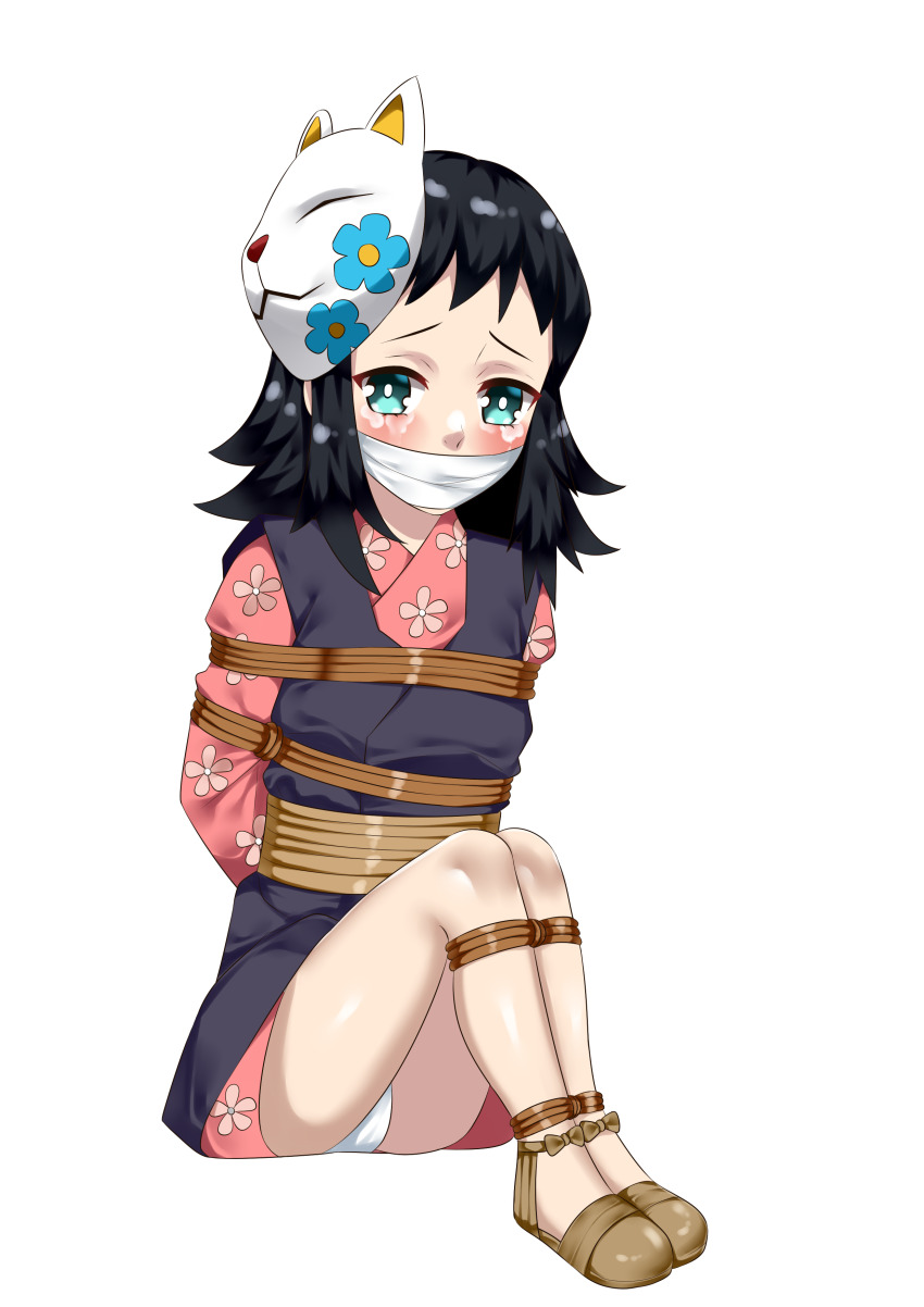 1girl, absurdres, bdsm, bondage, bound, cloth_gag, female_focus, gag