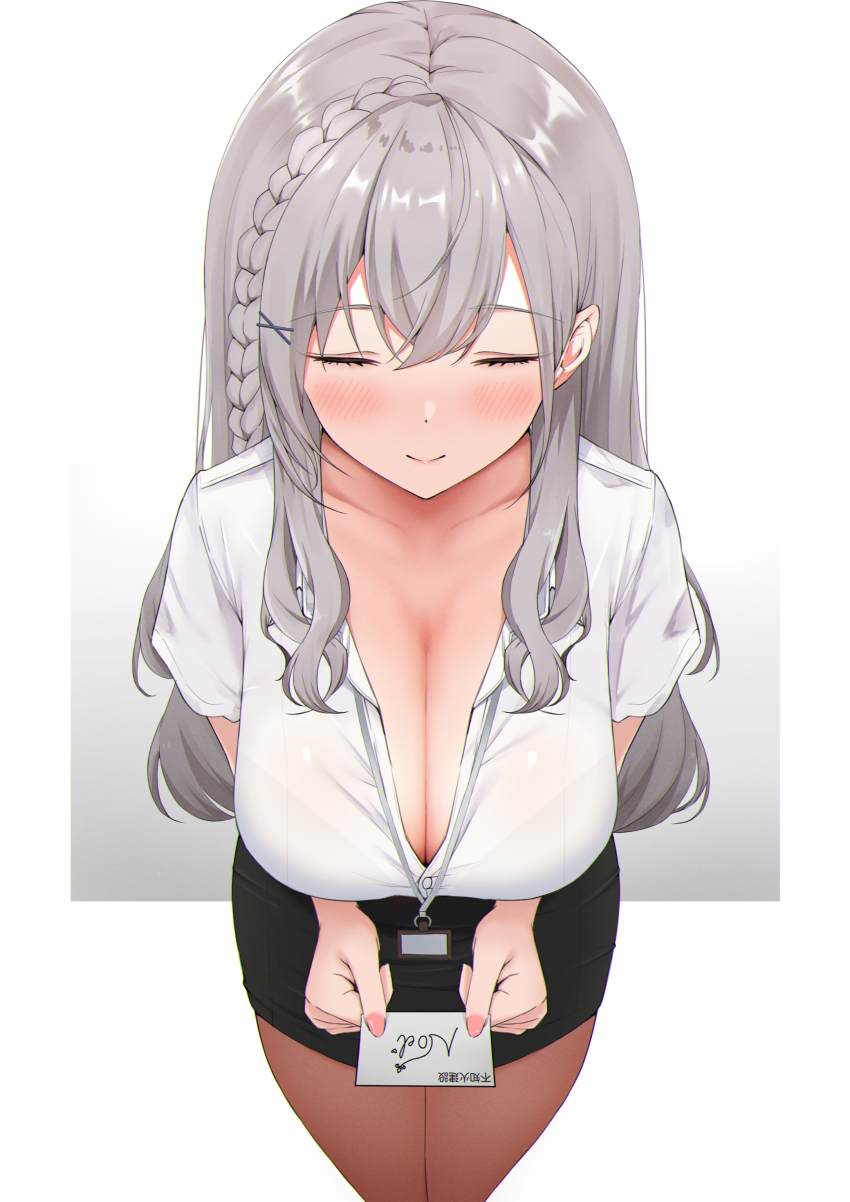 1girl, absurdres, black_bra, black_skirt, blush, bra, bra_visible_through_clothes, braid