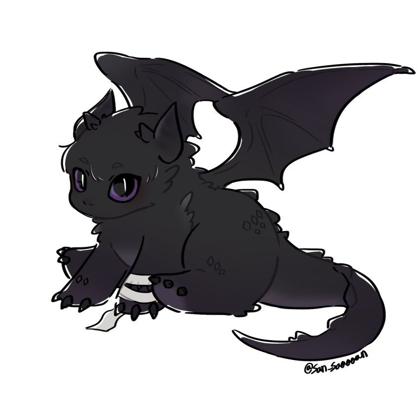 animal_focus, bandaged_leg, bandages, dragon, full_body, highres, horns, looking_at_viewer