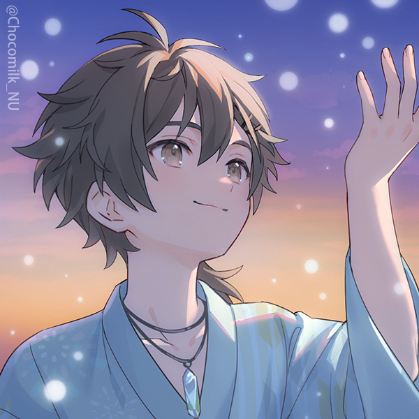 1boy, aged_down, blue_kimono, blush, brown_eyes, brown_hair, child, chocomilk_nu