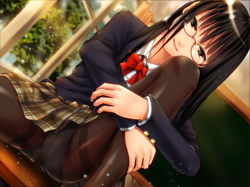 1girl, ano_hito, black_hair, black_jacket, bow, bowtie, brown_eyes, brown_skirt